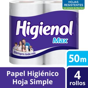 Papel higiénico Higienol Max hoja simple 50 m 4 un