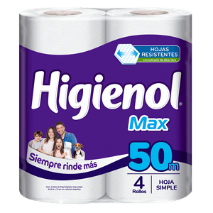 Papel higiénico Higienol Max hoja simple 50 m 4 un