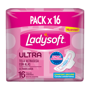 Toallas femeninas Ladysoft Ultradelgada Tela Seca 16 un