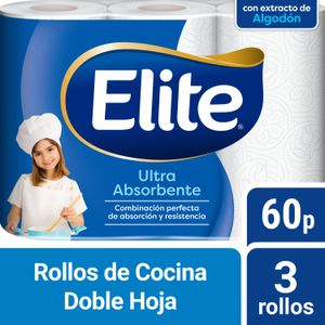 Rollo de cocina Elite Ultra Absorbente 60 paños 3 un