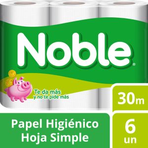 Papel higiénico Noble hoja simple 30 m 6 un