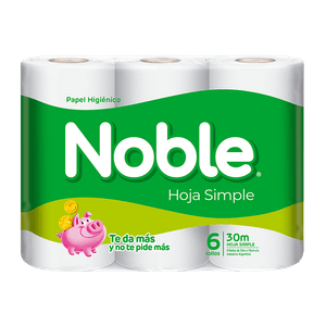 Papel higiénico Noble hoja simple 30 m 6 un