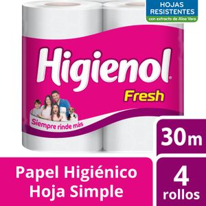 Papel higiénico Higienol Fresh hoja simple 30 m 4 un