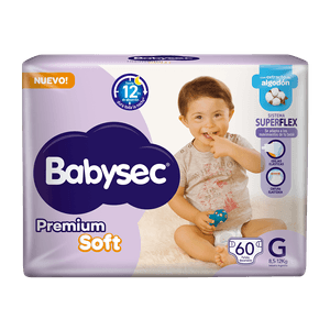 Pañales Babysec Premium Soft G 60 un