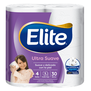 Papel higiénico Elite Ultra Suave doble hoja 30 m 4 un