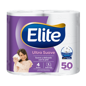 Papel higienico Elite Ultra Suave doble hoja 50 m 4 un