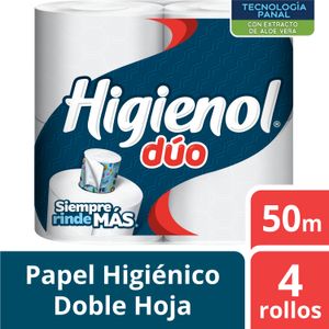 Papel higiénico Higienol Duo Aloe Panal doble hoja 50 m 4 un