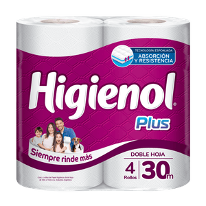 Papel higiénico Higienol Plus doble hoja 30 m 4 un