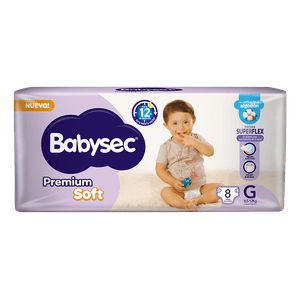 Pañales Babysec Premium Soft G 8 un