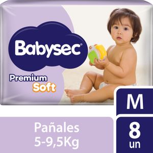 Pañales Babysec Premium Soft M 8 un