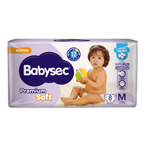 Pañales Babysec Premium Soft M 8 un