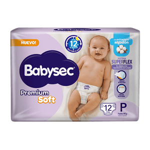 Pañales Babysec Premium Soft P 12 un